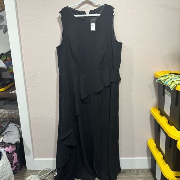 City Chic Maxi Antilla Black peplum ruffle maxi dress plus size large XXL/24 - Picture 1 of 6